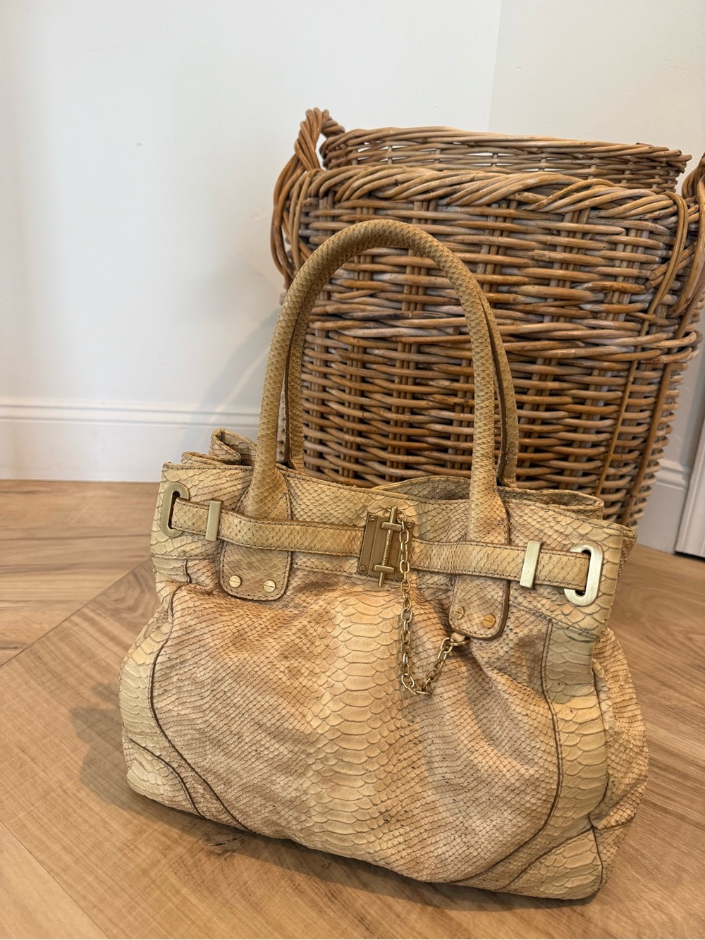 Rachel Zoe Deux Ash Snake-Embossed Leather Large Tote
